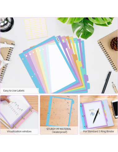 Separadores de Carpeta XUCHUN 16 Pcs Multicolor 8 Pestañas