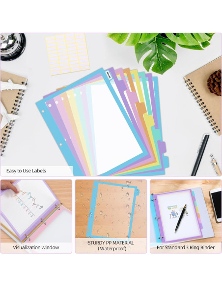 Separadores de Carpeta XUCHUN 16 Pcs Multicolor 8 Pestañas