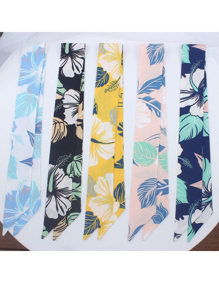 5 Bufandas de Moda para Mujer - Seda Imitada 90x5 cm