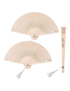 3 Abanicos Plegables de Madera Emsiok Vintage 34cm