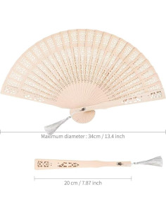 3 Abanicos Plegables de Madera Emsiok Vintage 34cm 2