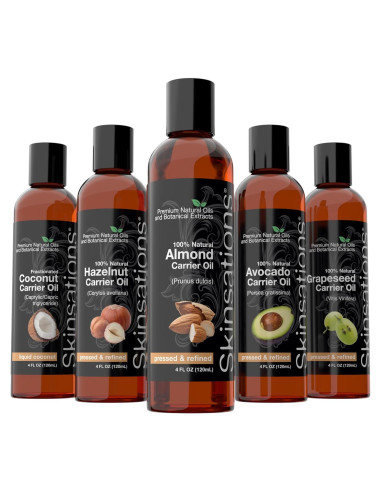 Aceites Portadores Skinsations 5x113ml - Almendra, Aguacate, Uva, Avellana, Coco MCT