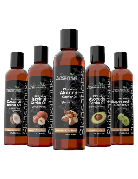 Aceites Portadores Skinsations 5x113ml - Almendra, Aguacate, Uva, Avellana, Coco MCT