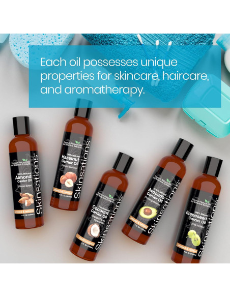 Aceites Portadores Skinsations 5x113ml - Almendra, Aguacate, Uva, Avellana, Coco MCT