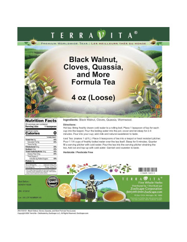 Té de Hierbas Sueltas TerraVita 113.4 g - Nogal Negro, Clavos, Quassia