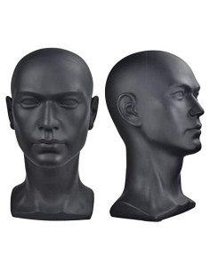 Cabeza de Maniquí de PVC Negro Masculino 30 cm para Exhibición