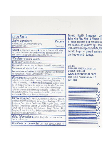 Bálsamo Labial Solar Banana Boat Aloe Vera SPF 45 24 Unidades