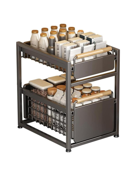 Organizador de Almacenamiento Doble Capa Fortuccai Gris 39x29.5 cm