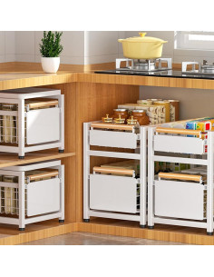 Organizador de Almacenamiento Doble Capa Fortuccai Gris 39x29.5 cm 2