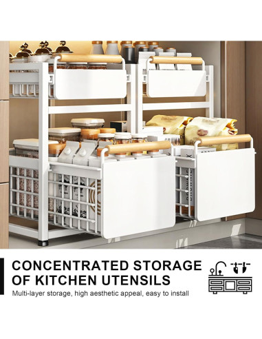 Organizador de Almacenamiento Doble Capa Fortuccai Gris 39x29.5 cm