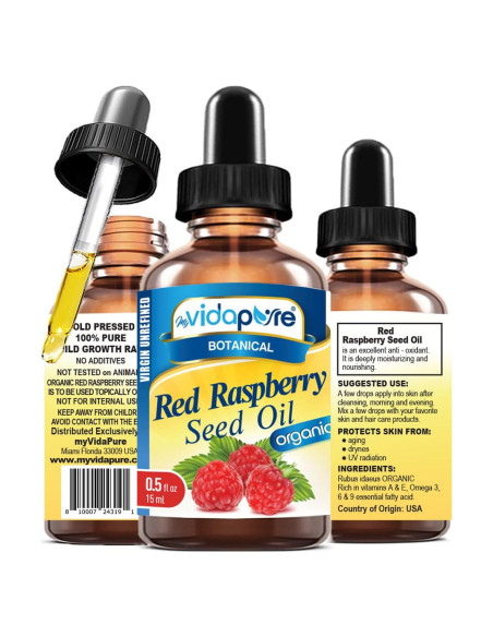 Aceite de Semilla de Frambuesa Roja MyVidaPure 15 ml Puro Virgen