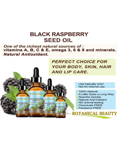 Aceite de Semilla de Frambuesa Negra 100% Puro 60 ml - Botanical Beauty
