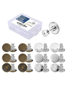 12 Botones Removibles de Plata y Cobre Performore para Jeans