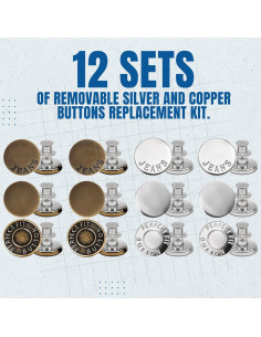 12 Botones Removibles de Plata y Cobre Performore para Jeans 2