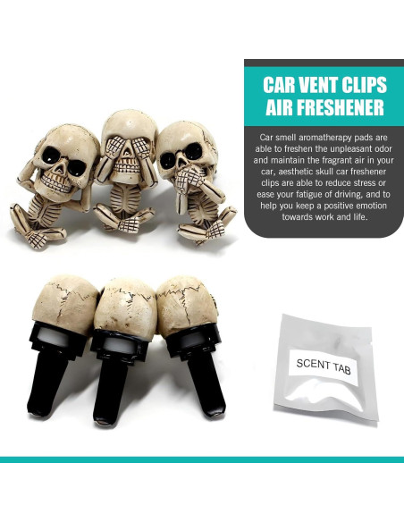 3 Clips Ambientador Calavera Sinytuto para Auto Universal