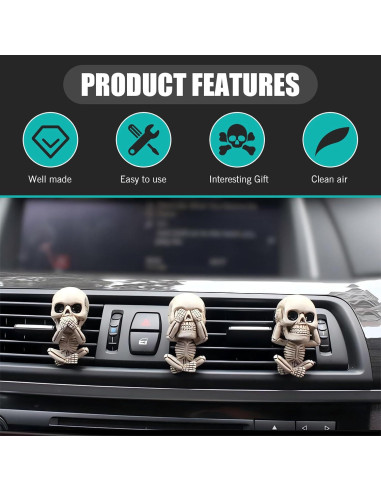 3 Clips Ambientador Calavera Sinytuto para Auto Universal