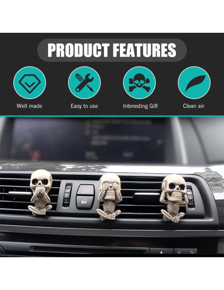 3 Clips Ambientador Calavera Sinytuto para Auto Universal