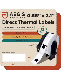 Etiquetas térmicas Aegis Adhesives DK-1204 12 rollos 4800 etiquetas 2