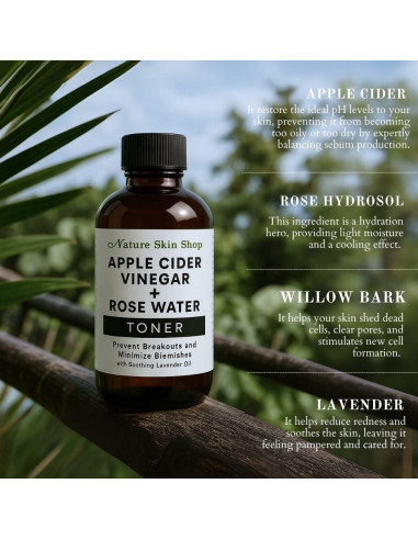 Tónico Facial Orgánico Nature Skin Shop - Vinagre de Sidra de Manzana y Rosa 156g