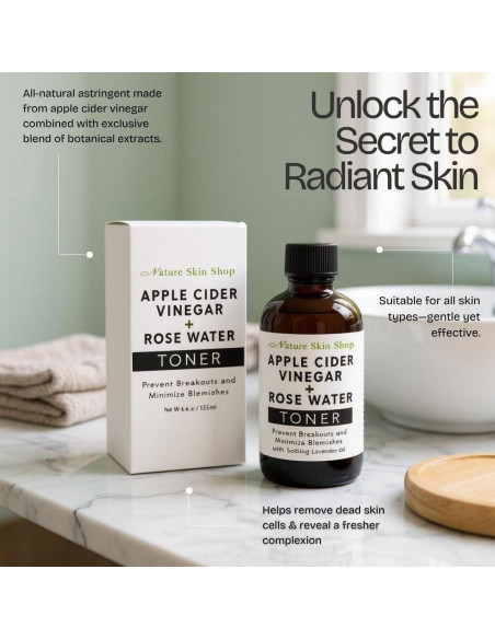 Tónico Facial Orgánico Nature Skin Shop - Vinagre de Sidra de Manzana y Rosa 156g