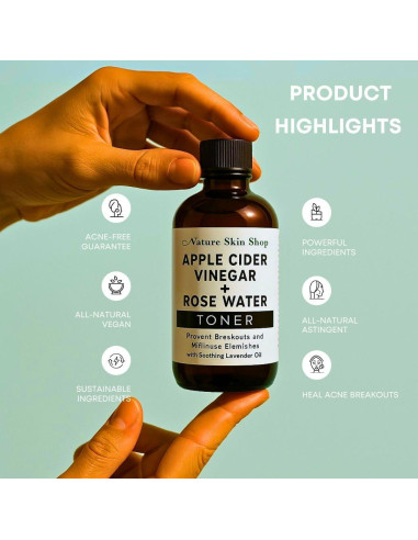 Tónico Facial Orgánico Nature Skin Shop - Vinagre de Sidra de Manzana y Rosa 156g