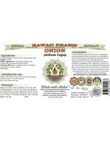 Extracto Líquido de Cebolla Sin Alcohol Hawaii Pharm 118 ml