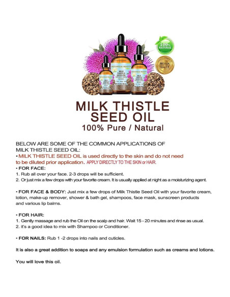 Aceite de Semilla de Cardo Lechoso 100% Puro 60 ml - Chateau Cosmetics