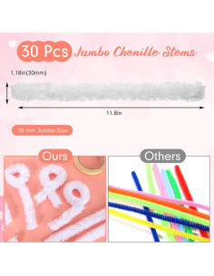 Limpiadores de Tubos Jumbo Hotop 30 Pcs 30mm Blancos Manualidades 2