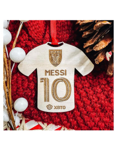 Adorno Navideño de Madera de Fútbol Miami 3x3 cm Etch Society