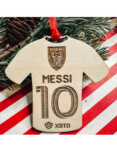 Adorno Navideño de Madera de Fútbol Miami 3x3 cm Etch Society