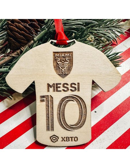 Adorno Navideño de Madera de Fútbol Miami 3x3 cm Etch Society