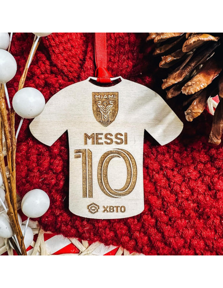 Adorno Navideño de Madera de Fútbol Miami 3x3 cm Etch Society