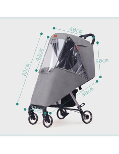 Cubierta Impermeable para Cochecito de Bebé Gris - Protección Lluvia y Viento 2