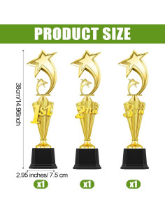 Trofeo de Plástico Foilswirl 1er 2do 3er Lugar 34 cm 2