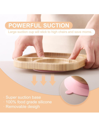 Set de Alimentación Rosa BABY REMEMBER - Platos y Cuencos de Bambú