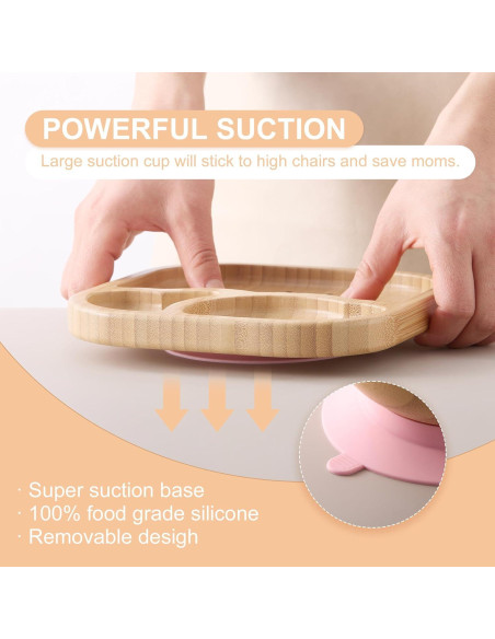 Set de Alimentación Rosa BABY REMEMBER - Platos y Cuencos de Bambú