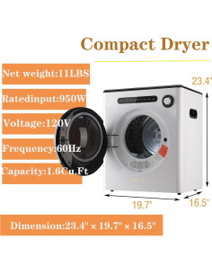 Secadora de Ropa Portátil Dessiz DTD10-WHITE 5kg 950W 2