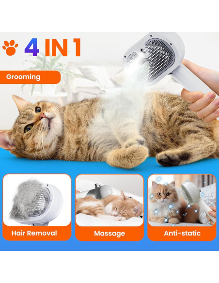 Cepillo de Vapor para Mascotas Wikiazon - Eliminación de Pelo 4 en 1