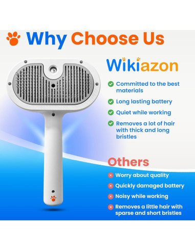 Cepillo de Vapor para Mascotas Wikiazon - Eliminación de Pelo 4 en 1