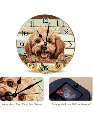 Reloj de Pared de Madera Swavecat 30.48cm Poodle Juguete