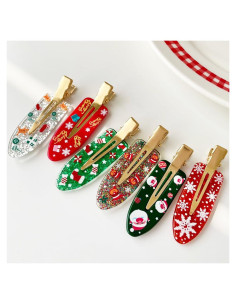 6 Clips de Pelo de Navidad Meekest Sin Doblado Rojo