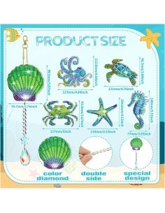 Kit de Arte de Diamante 5D AUAUY 6 Piezas Animales Marinos 2