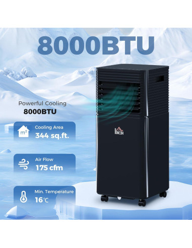 Aire Acondicionado Portátil HOMCOM 8000 BTU 4 en 1 Negro