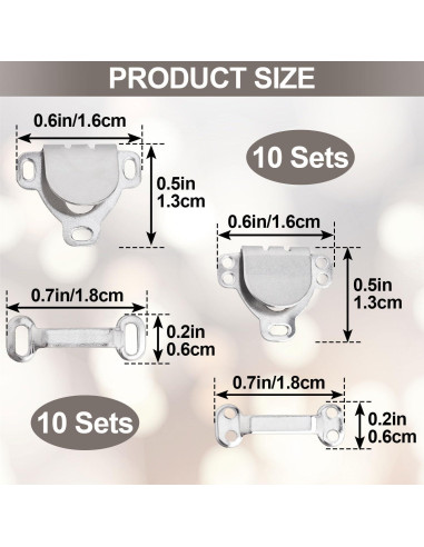 HINZIC 10 Set Ganchos y Ojos de Cierre 16mm Acero Inoxidable