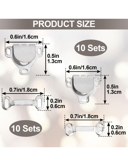 HINZIC 10 Set Ganchos y Ojos de Cierre 16mm Acero Inoxidable
