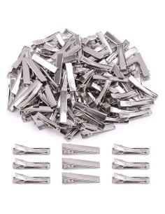 200 Clips de Pelo Cocodrilo Mardatt 3.2 cm Plateados para DIY