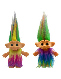 Set de 2 Muñecas Troll Vintage 19 cm Amarillo y Púrpura