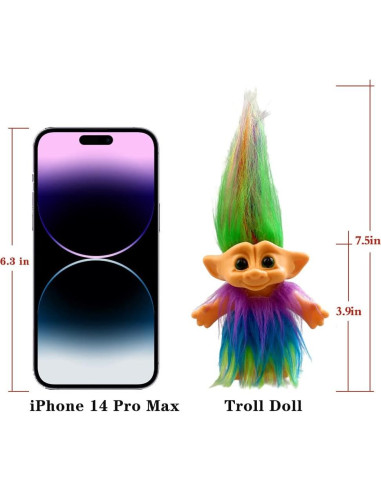 Set de 2 Muñecas Troll Vintage 19 cm Amarillo y Púrpura