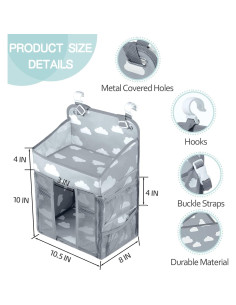 Organizador de Pañales Colgante QRZLP - Bolsa de Almacenamiento 50 Pañales 2