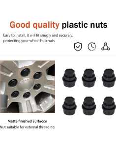24 Pcs Cubiertas de Tuercas de Rueda LoloWheat M27-2.0 22mm 2